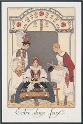 Falbalas és Fanfreluches, Almanach 1923-hoz, Két tűz között, George Barbier, nyomtatás