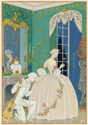 Illusztráció a „Fetes Galantes”-hoz, Paul Verlaine (1844-96) 1923 (stencilnyomat)