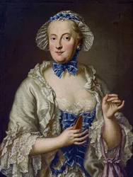 Marie-Anne de Saxe - (Marie Anne de Saxe) - Maria Anna Sophia Szászországból, Bajorország választónője (1728-1797) orsóval - George Desmarees (1697-1776). Olaj, vászon Méret: 82x61,5 cm Magángyűjtemény