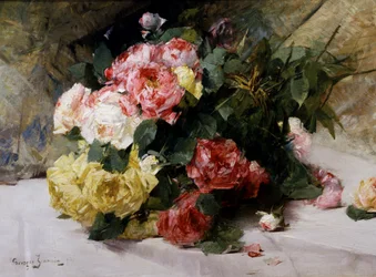 A rózsacsokor. Georges Jeannin (1841-1925) festménye Magángyűjtemény.