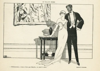 Georges Leonnec (1881-1940) illusztrációja a Le Lire folyóiratban, 20/07/12 - A gáláns fekete férfi - Szerelem, idegengyűlölet - Fekete