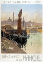 Les bains de mer de la Manche (View of the port of Granville) - Poster of the State Railways, by Meunier