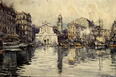 A kikötő, Marseille (akvarell)
