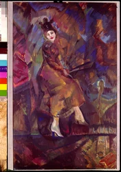 Paskevich Panna portréja. Georgi Bogdanovich Yakulov (1884-1928) munkája, tempera kartonra, orosz művészet, futurizmus. Örmény Nemzeti Galéria, Jereván (Örményország).