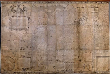 A világ földrajzi térképe. A holland iskola térképe Gerard Mercator (1512-1594) vetületéből