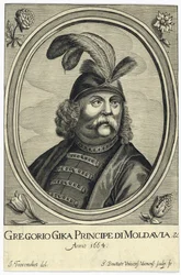 Grigore I Ghica (Ghika) (1628-1675), Wallachia hercege par Bouttats, Gerard (kb. 1630-1668 után). Rézmetszet, 1664 körül, Magángyűjtemény