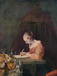 Levelet író nő, c1655, 1938