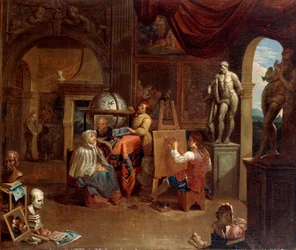 Művész stúdiójelenet, 1680-1720.