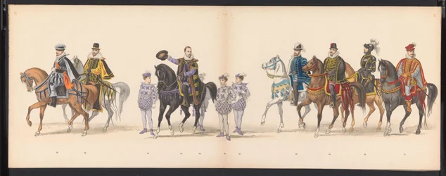 A leideni diákok maskara, 1875 (5. tábla) A Leidsche Hoogeschool 300. évfordulója alkalmából 1875. június 15-én a Leidsche Hoogeschool tagjai által tartott maskara, amely a Leidsche Hoogeschool-t ábrázolja.