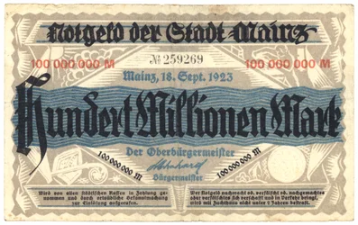 Százmillió márkás bankjegy, 1923