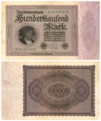 Százezer márkás bankjegy, 1923 (recto and verso)