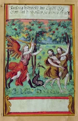 Ádám és Éva kiűzetett az Édenkertből, 1640 körül (guache pergamen)