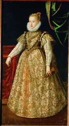 Anna Katharina Gonzaga, II. Ferdinánd tiroli főherceg második felesége, menyasszonyi ruhában (olaj, vászon)