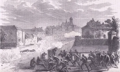 Attack on Le Bourget, Cassells History of the War Franciaország és Németország között, kiadó: Cassell and Company Limited, 1890 körül (litho)