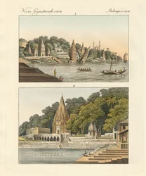 Benares és pagodái (színes metszet)