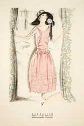 Der Besuch", Tea Dress by Gunther, a Styl, kiadó 1922 (pochoir print)