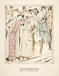 "Die Sachverständigen", a Stawropulos  Moldauer kabátok reklámja, a Styl, kiadó 1922 (pochoir print)