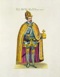 A prágai Német Egyetemet 1348-ban alapította IV. Károly (1316-78) római római császár, a huszadik század eleji képeslap