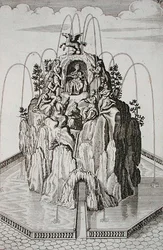 Szökőkút terve, az "Architectura Curiosa Nova"-ból, Georg Andreas Bockler (1617-85), megjelent 1704 (metszet)