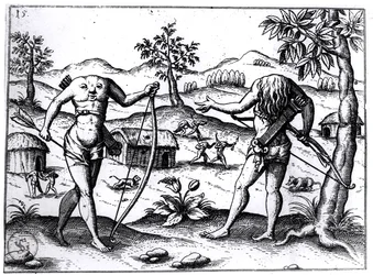 Fej nélküli férfiak és nők, illusztráció Sir Walter Raleigh Guyanáról szóló beszámolójából, amelyet Nürnbergben adtak ki, 1599
