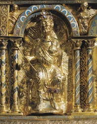 II. Henrik (973-1024, más néven Szent Henrik, római római császár, részlet Nagy Károly császár (742-814) szentélyéből) 1215 (arany- és champleve-zománc)
