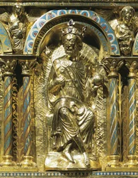 IV. Henrik, római római császár (1050-1106), részlet Nagy Károly császár szentélyéből (742-814) 1215 (arany- és champleve zománc)