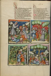 Illuminációk a Világkrónikából, 33. kézirat, 135v fólió, 1400-10 körül