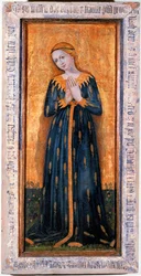 Madonna kukoricás köntösbe öltözve (tempera, fa)
