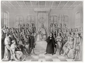 Luther Márton V. Károly (1500-58) előtt a wormsi diétán, 1521. április 16-án, a „Németország történelméből”