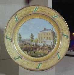 Meisseni tányér, az Apsley-ház jelenetével díszítve, 1818 körül (porcelán)