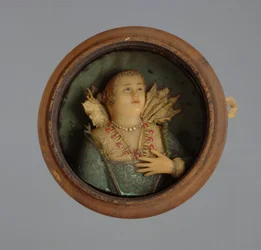 Miniatűr portré, 1600 körül (viasz, üveg és fa)