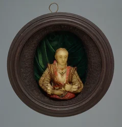 Miniatűr portré, 1600 körül (üveg, selyem és fa)