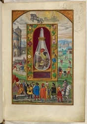 Ms Harley 3469, f.26 Háromfejű sárkány lombikban, Negyedik traktátus, Salomon Trismosin „Splendor Solis” című művéből