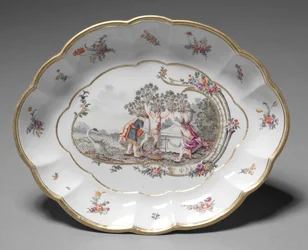 Ovális edény, gyártó Nymphenburg Porcelain Factory, 1760-1765 körül