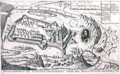 A New Serinwar melletti gránit erőd terve 1664-ben, illusztráció az európai oszmán hadjáratokról szóló könyvből, Paul Furst (kb. 1605-66) metszet (metszet)