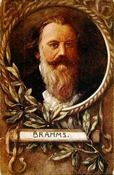 Johannes Brahms (1833-97) 1910 körüli képeslap (színes litó)