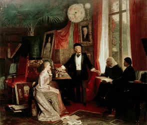 Richard Wagner Franz Liszttel és Liszt lányával, Cosimával