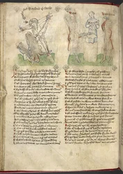 Sloane 361, f.25v A kereszt felemelése; Jubal és Tubal-Cain, a 