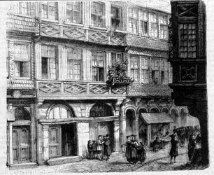 A Rothschild-ház a gettóban, Frankfurt (metszet)