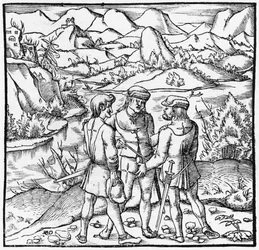 A Rutli eskü, Sebastien Munster (1488-1552) Basel illusztrációja a Cosmographie Universelle-ből, megjelent 1559