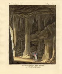 A mészkőbarlangok (színes metszet)