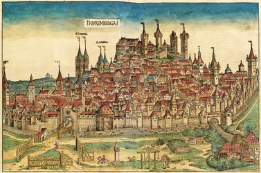 Nürnbergi város látképe, megjelent a Nürnbergi Krónikában, 1493