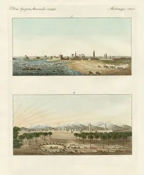 Afrika látképe (színes metszet)