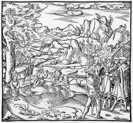 William Tell, illusztráció a Cosmographie Universelle-ből, Sebastien Munster (1488-1552) Basel, megjelent 1559