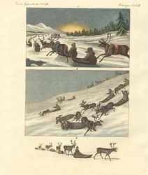 Téli kirándulások Lappföldön (színes metszet)