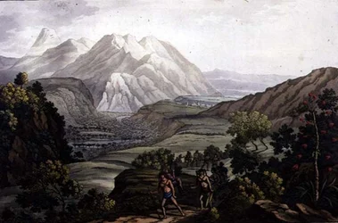 Parola Park és az Andok-hegység, Bolívia (színes litho)