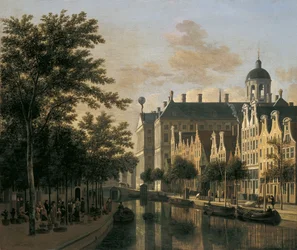 A Nieuwezijds Voorburgwal a virágpiaccal, Amszterdam