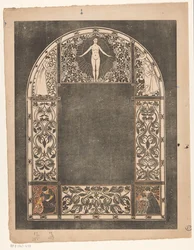 Dizájn 1901-es naptárkerethez nőkkel és virágokkal