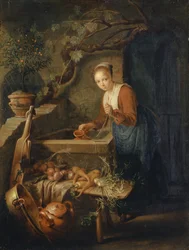 Konyhai szolgálóleány a kútnál, kb. 1650