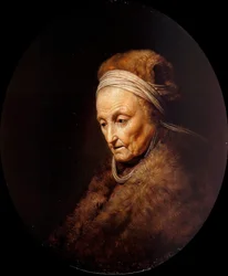 "" Rembrandt-tó portréja "" (Rembrandt anyjának portréja) Gerard Dou (Gerrit Dow) festménye (1613-1675) Olaj, fa Méret 23,1x19,7 cm Staatliche Museen, Berlin